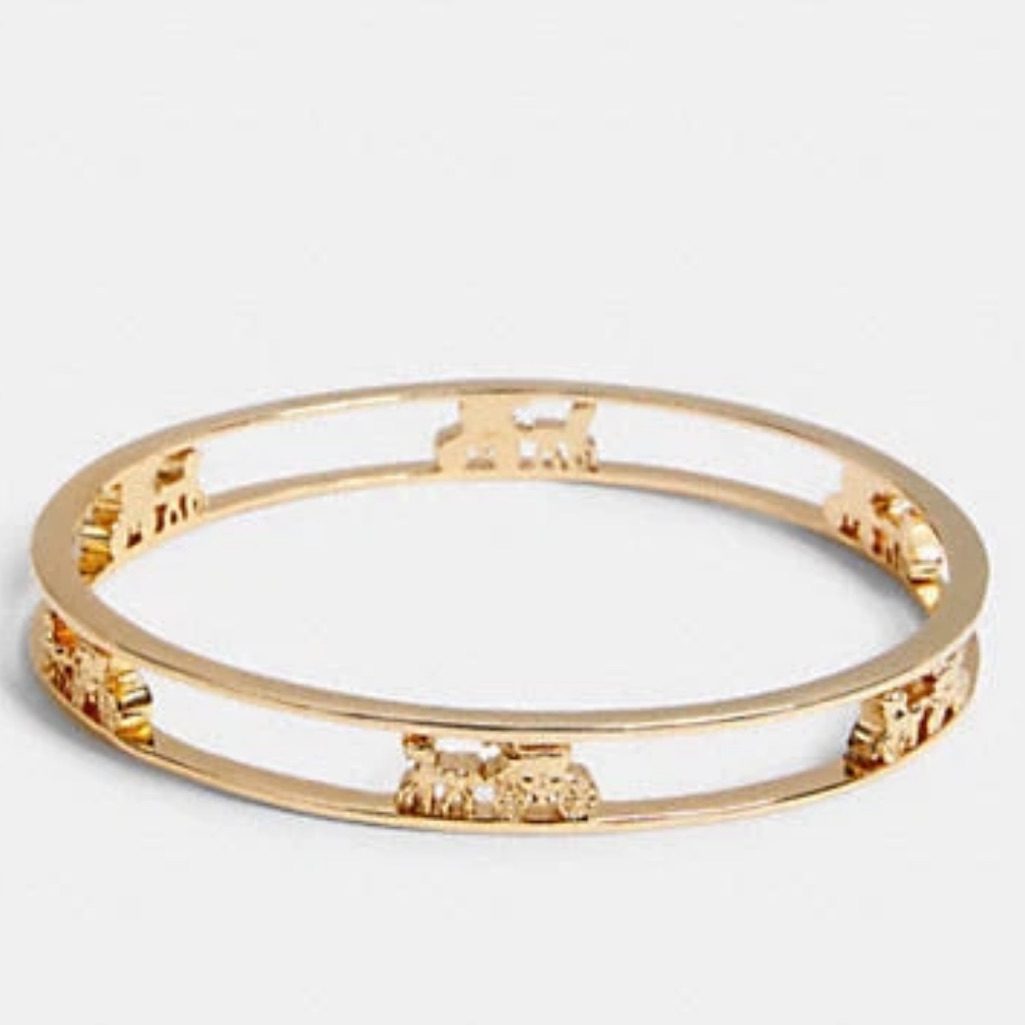 Nwt Horse & Carriage Cutout Bangle Bracelet Gift Boxed Gold Tone